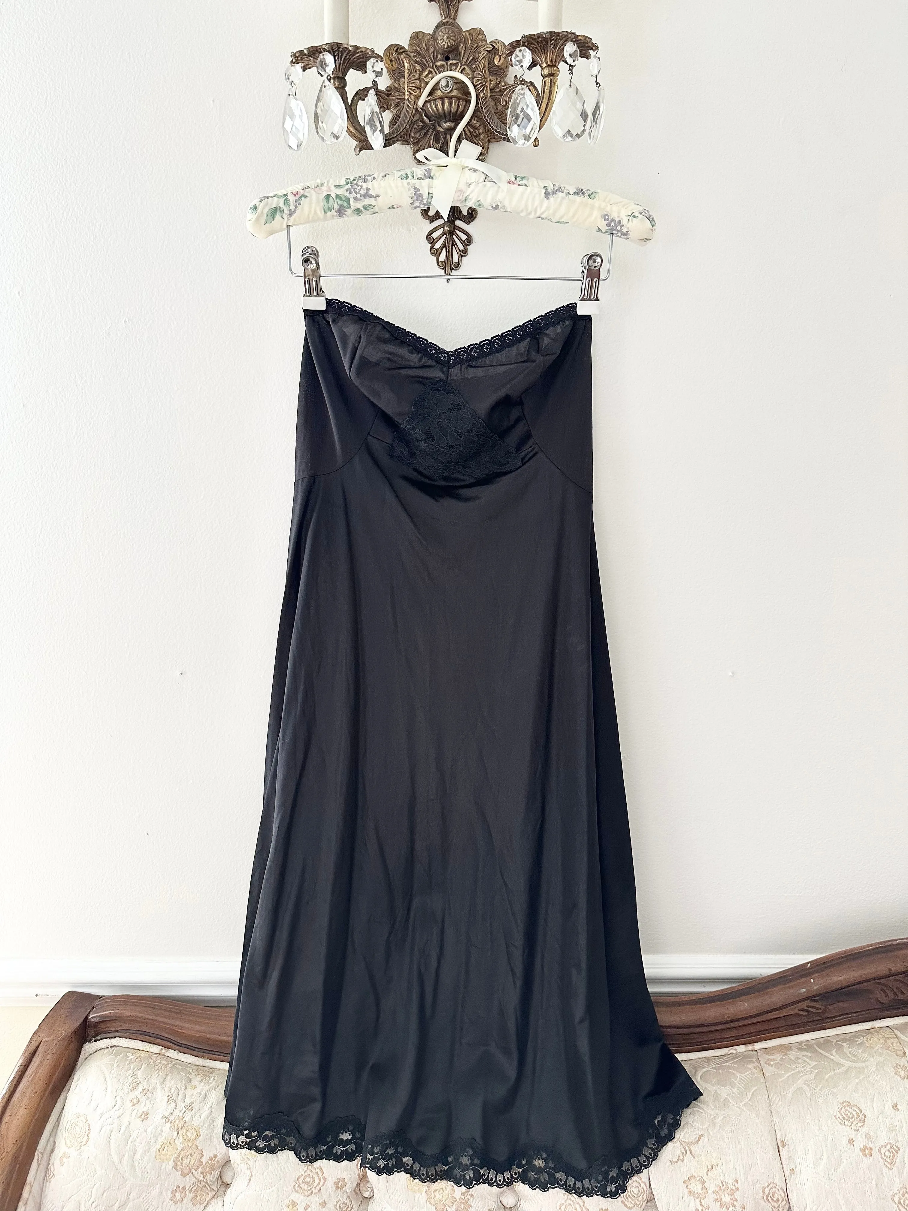 Vintage Black Strapless Slip Dress