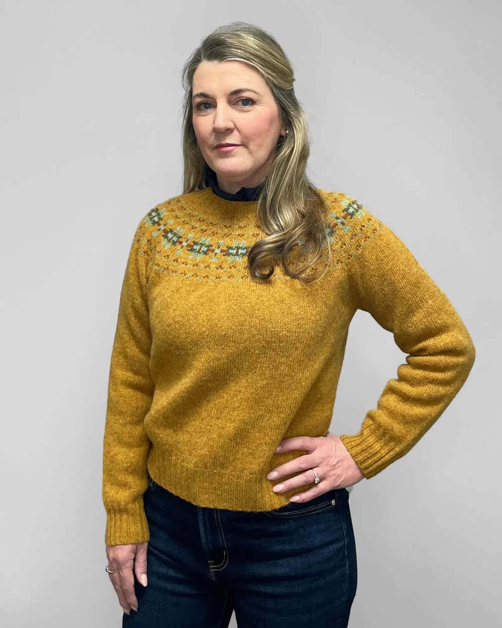 Women's Knitted Fair Isle Jumper (L5231/7) - Cumin