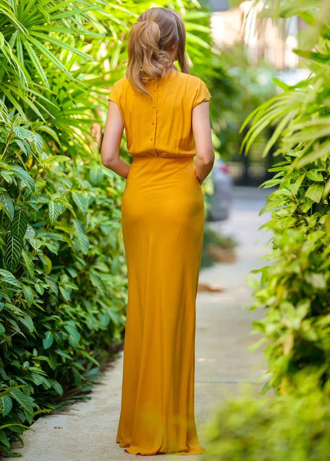 Yellow Long Slip Dress Bridesmaid Dress Formal Wedding Guest Dress Straps Wedding Guest Dresses