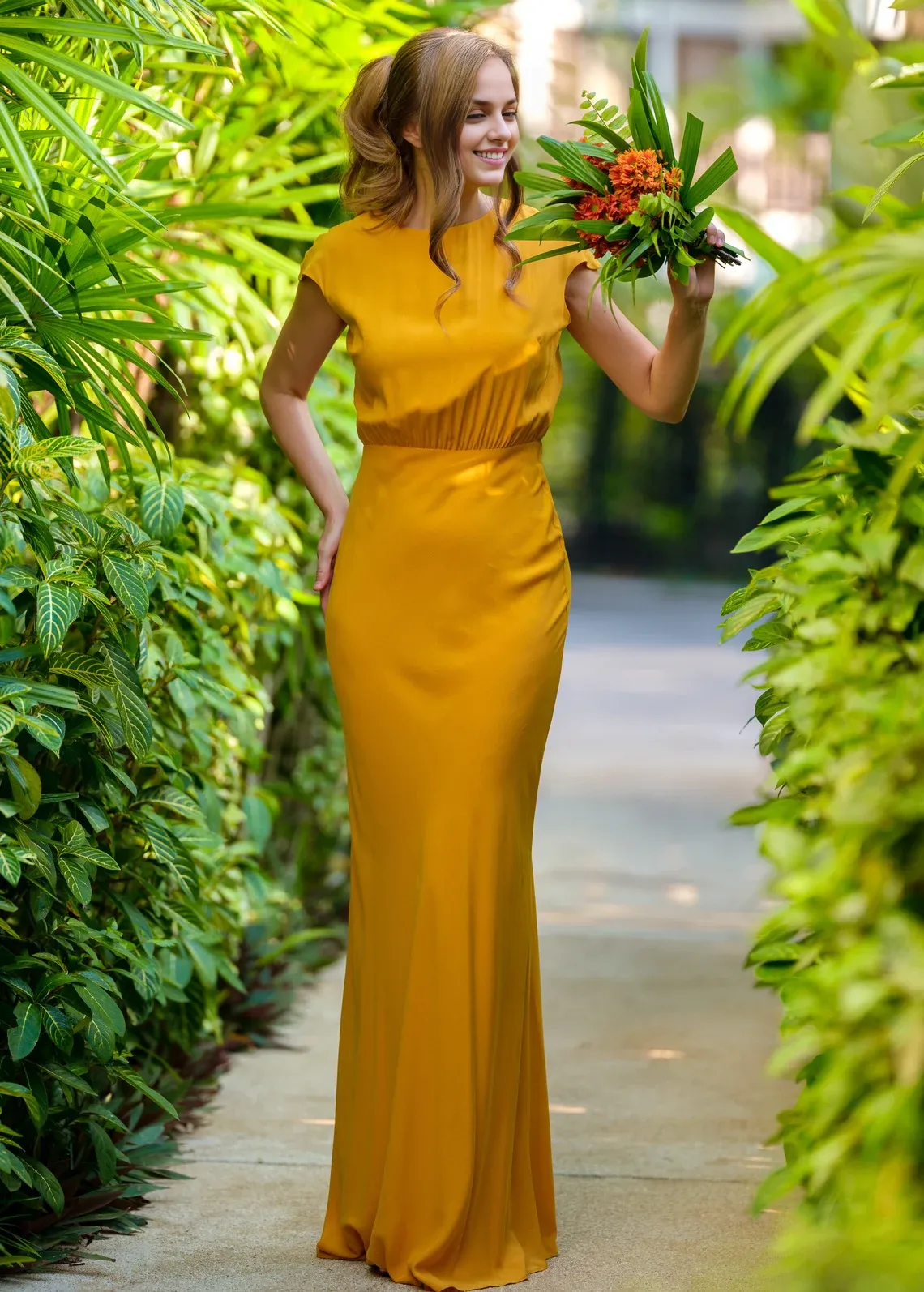 Yellow Long Slip Dress Bridesmaid Dress Formal Wedding Guest Dress Straps Wedding Guest Dresses