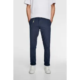 Zara Navy Stripes Skinny Chinos